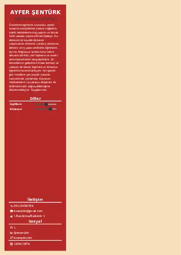 Pastacı Cv Örnekleri cv indir